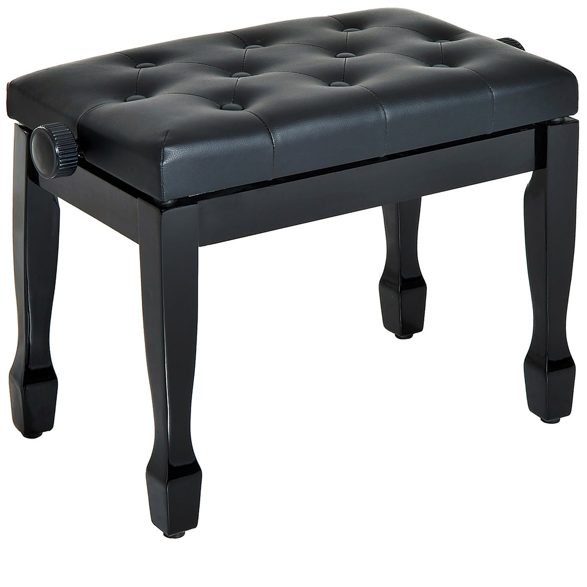Piano Stool Piano Bench Cosmetic Stool Height Adjustable Stool Practicing Musical Instruments Solid Wood Faux Leather Black 64 X 35 X 45-55 Cm