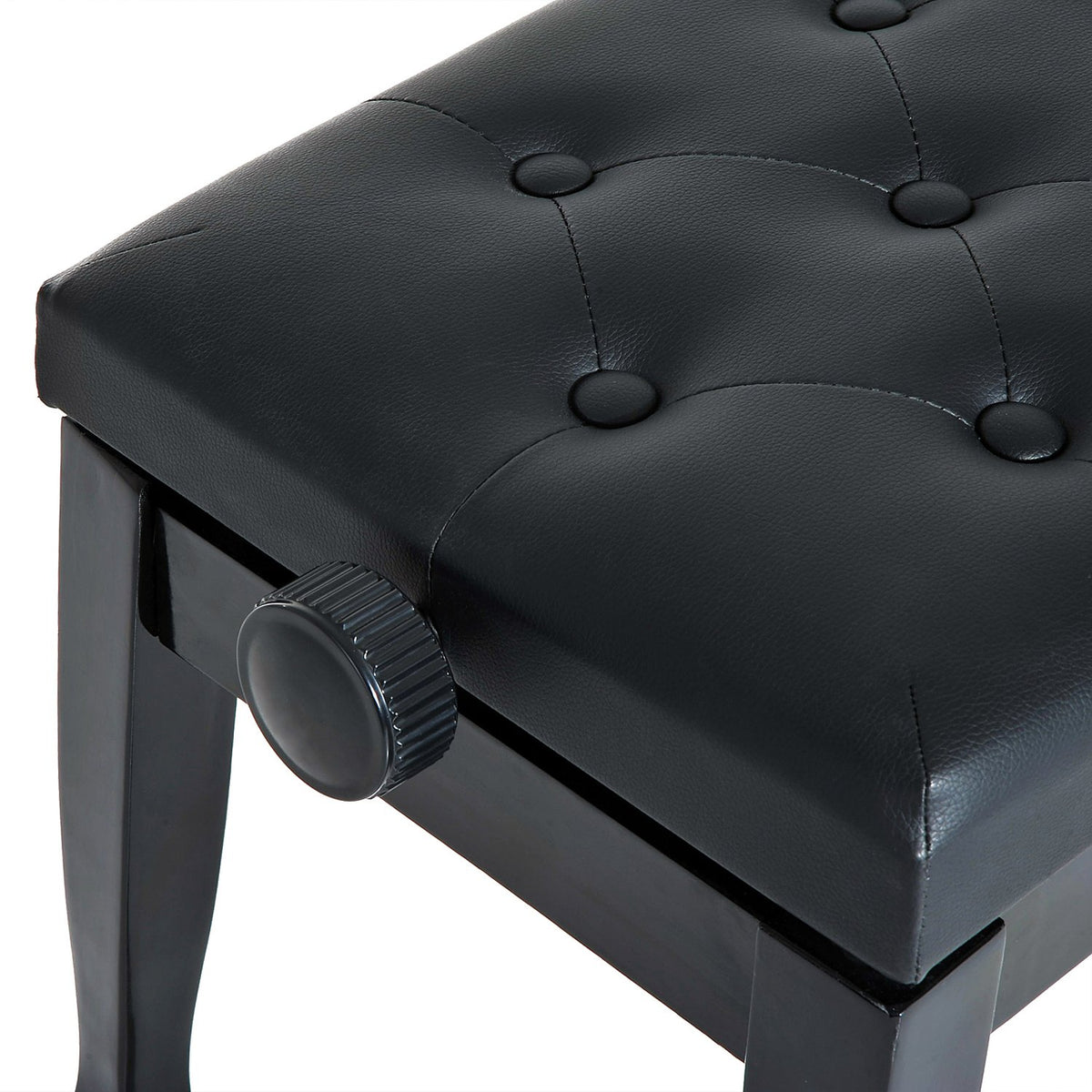 Piano Stool Piano Bench Cosmetic Stool Height Adjustable Stool Practicing Musical Instruments Solid Wood Faux Leather Black 64 X 35 X 45-55 Cm
