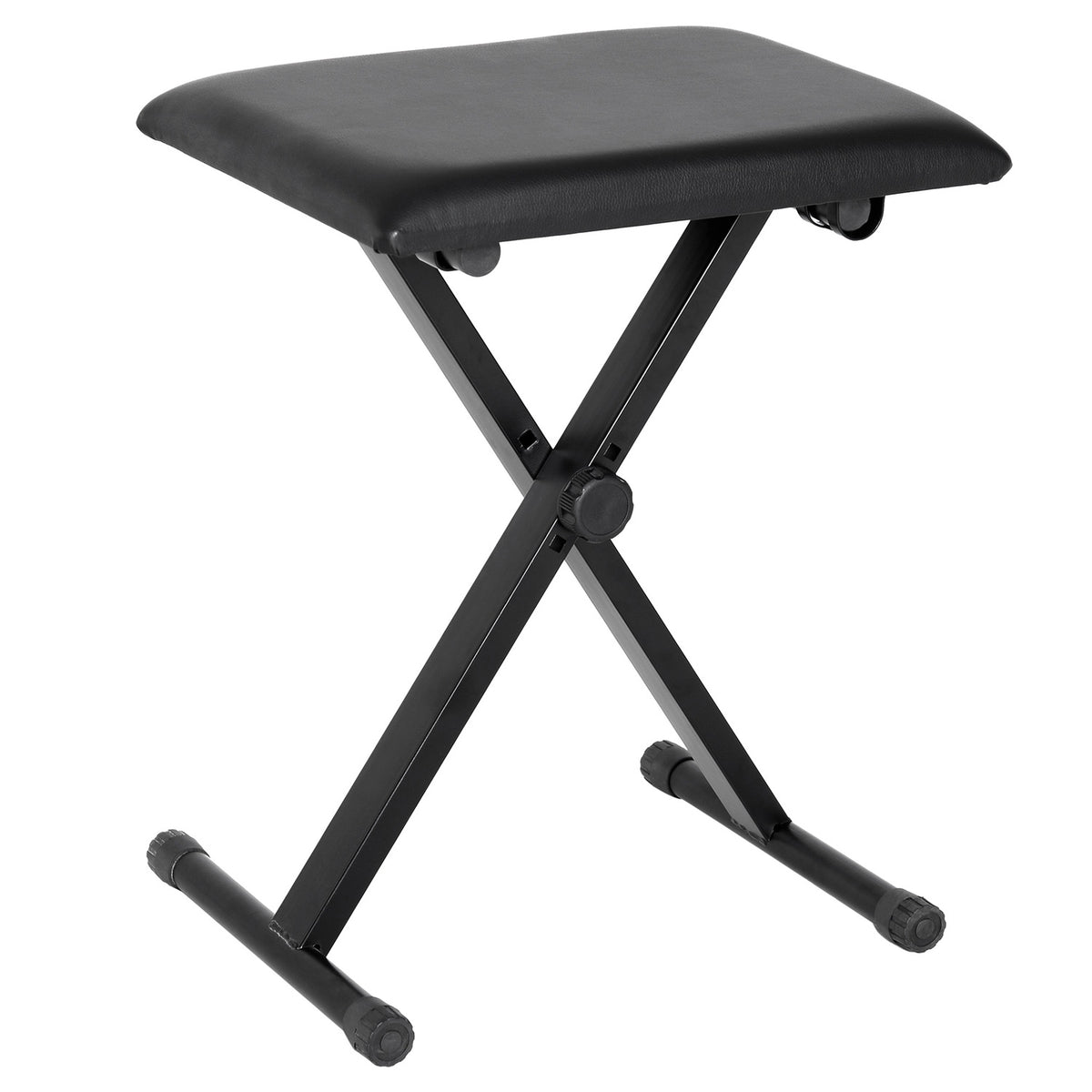 Piano Stool Piano Bench Height Adjustable Foldable Metal Faux Leather Foam Black 39 X 29 X 37-47 Cm