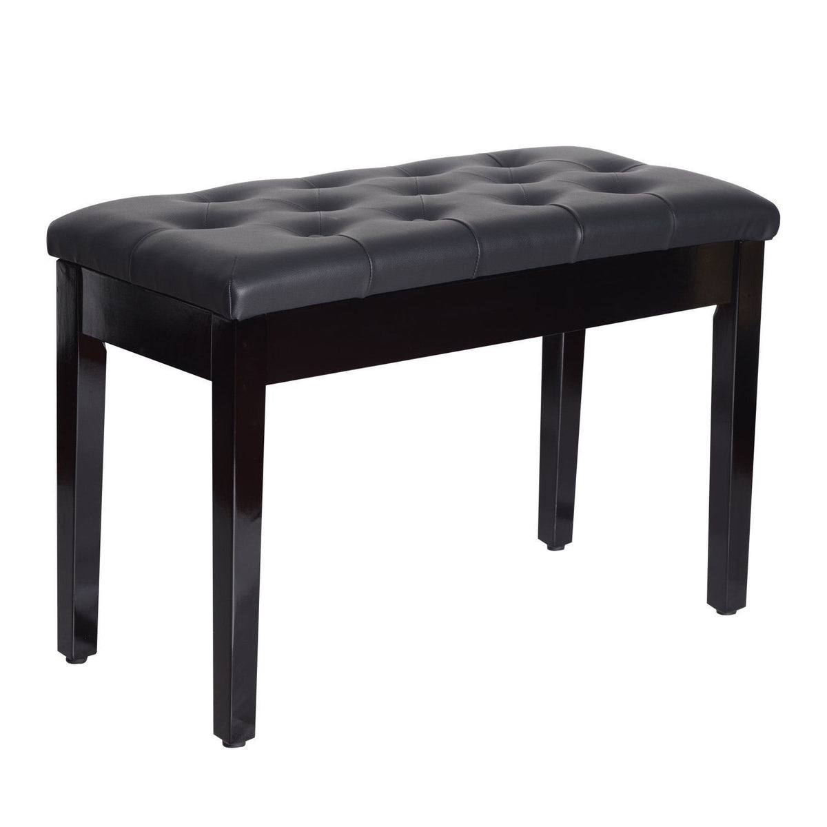 Piano Stool Piano Bench Traditional Country House Style Cosmetic Stool Storage Space Rubber Wood Faux Leather Black 76 X 36 X 50 Cm