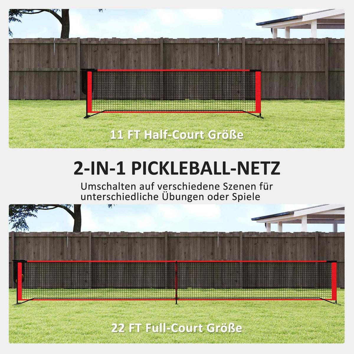 Pickleball Net Portable Set 6.7m Pickleball System with Net, Court Marking Set, Ball Collector, Four Balls and Carry Bag for Outdoor, Driveway