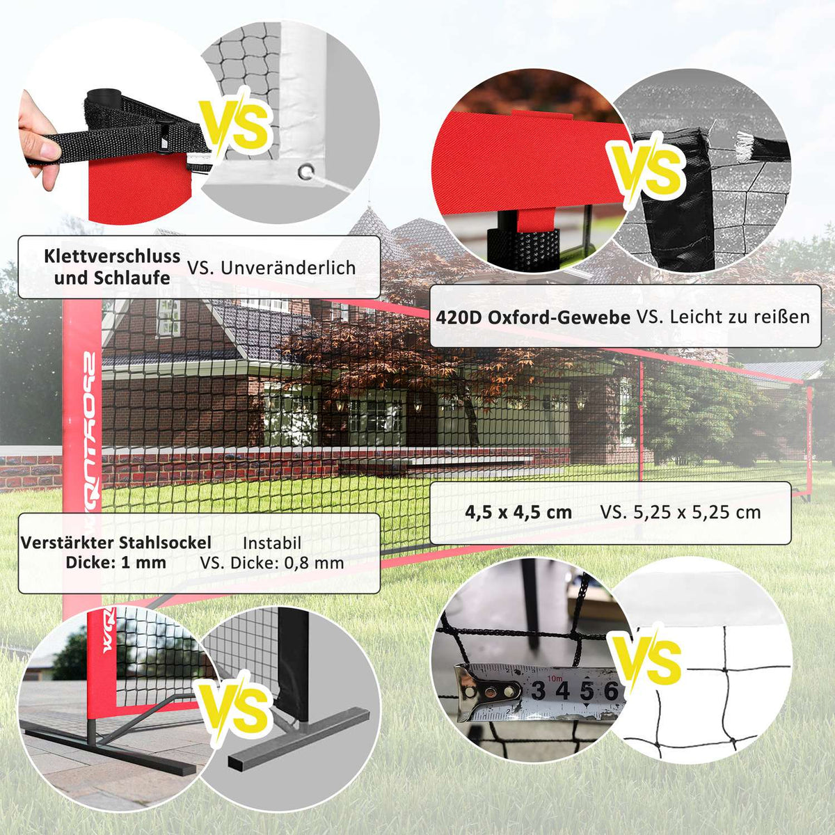 Pickleball Net Portable Set 6.7m Pickleball System with Net, Court Marking Set, Ball Collector, Four Balls and Carry Bag for Outdoor, Driveway