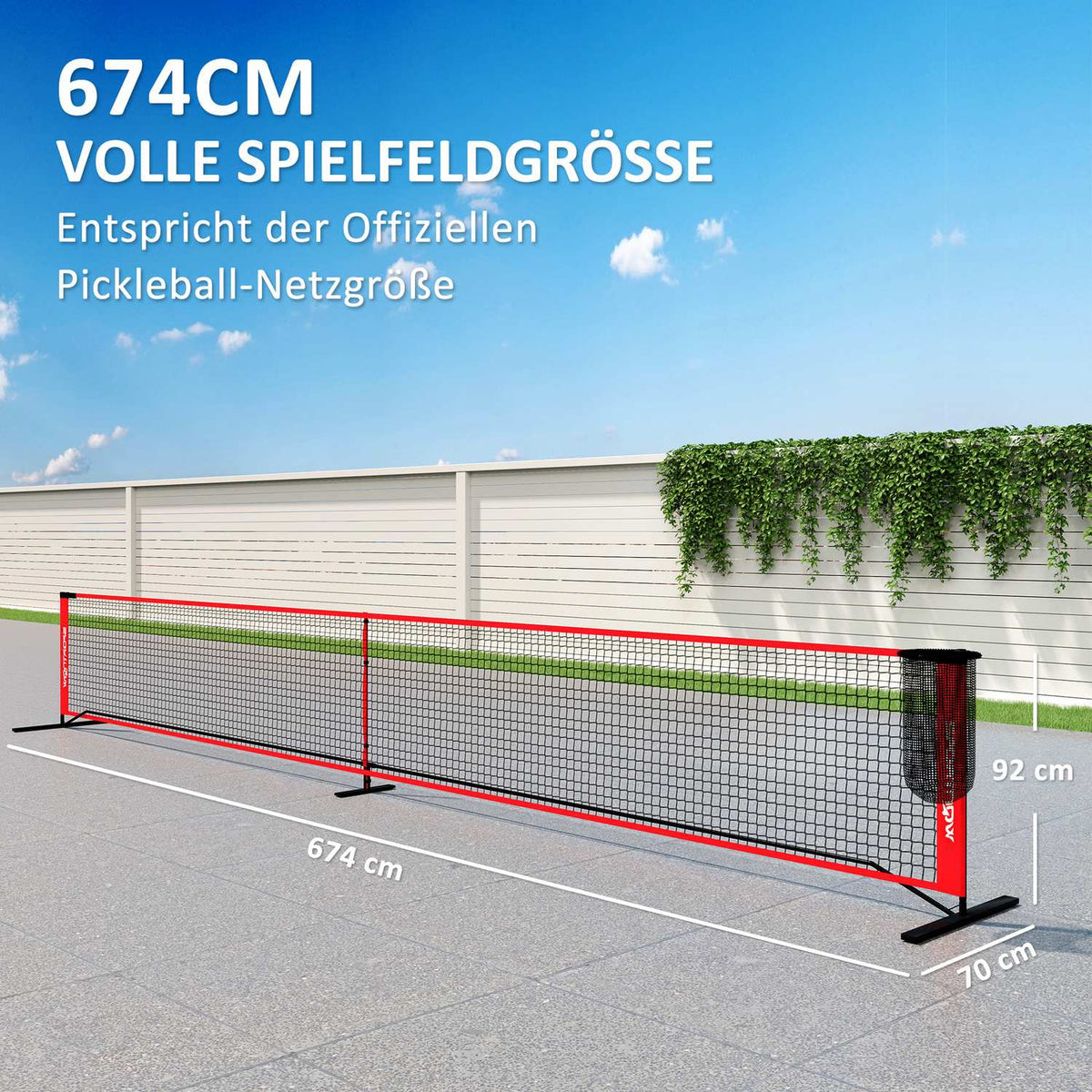 Pickleball Net Portable Set 6.7m Pickleball System with Net, Court Marking Set, Ball Collector, Four Balls and Carry Bag for Outdoor, Driveway