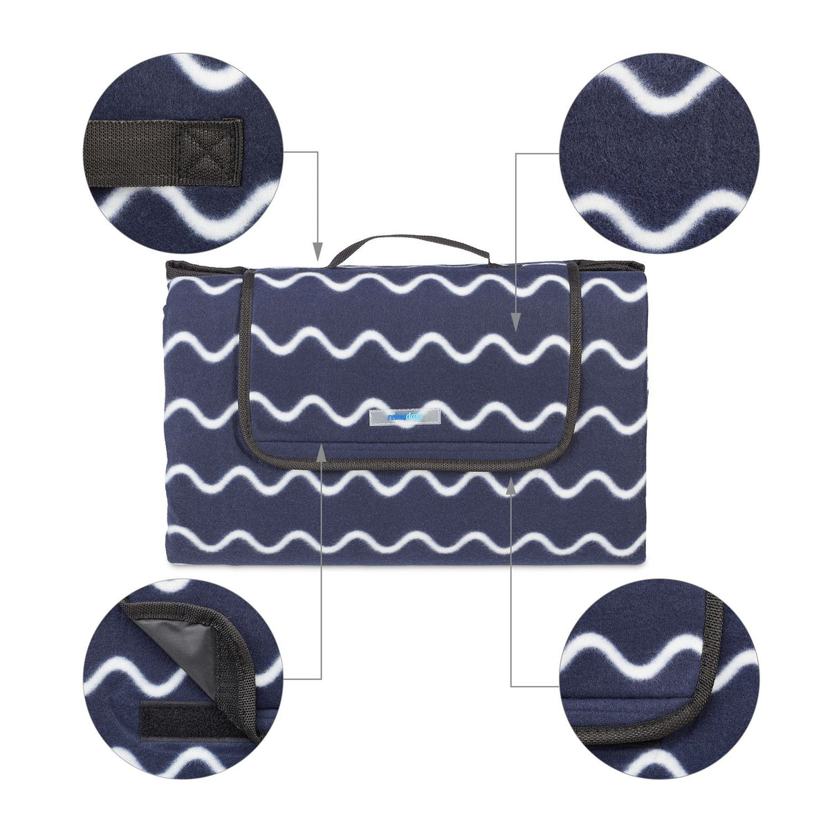 Picnic blanket 200 x 200 cm wave pattern