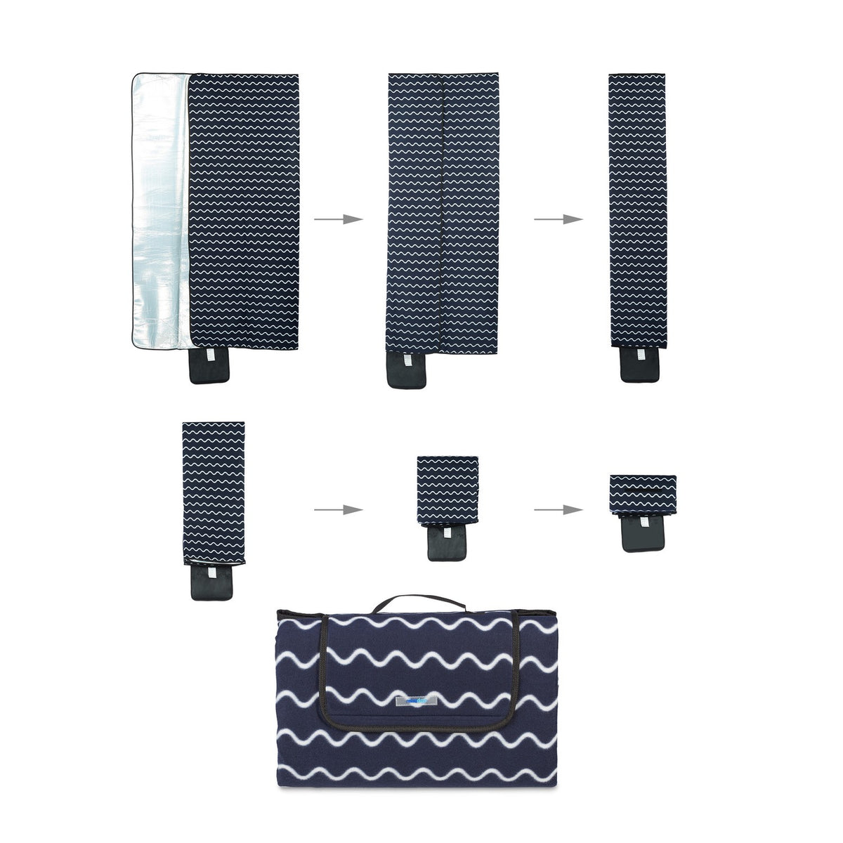 Picnic blanket 200 x 200 cm wave pattern
