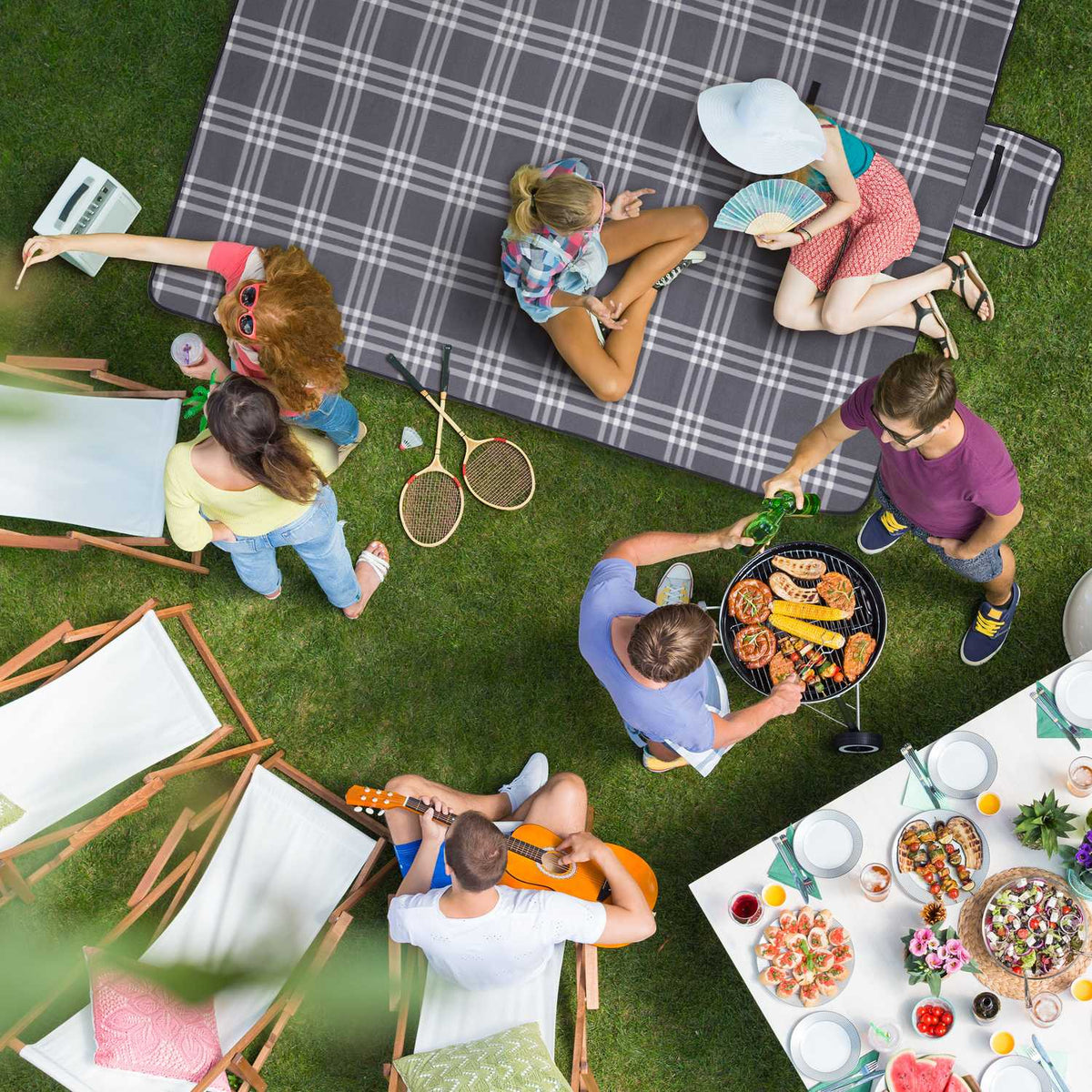 Picnic blanket 300 x 200 cm striped