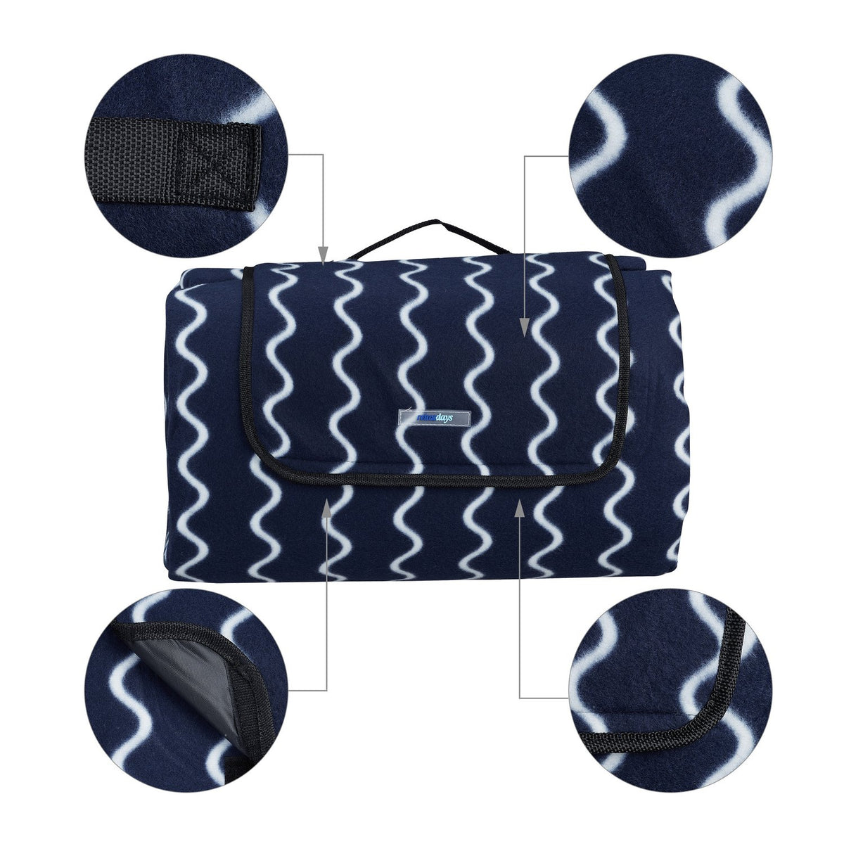 Picnic blanket 300 x 200 cm wave pattern