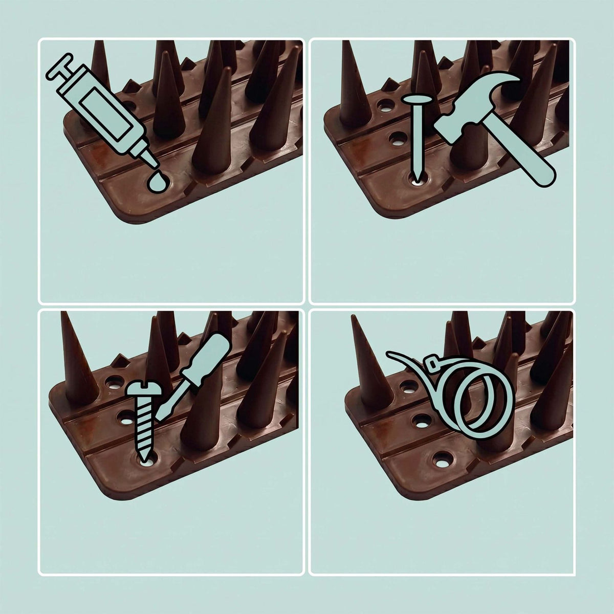 Pigeon Spikes, 20-Pack Plastic 3-Row Cut-To-Fit