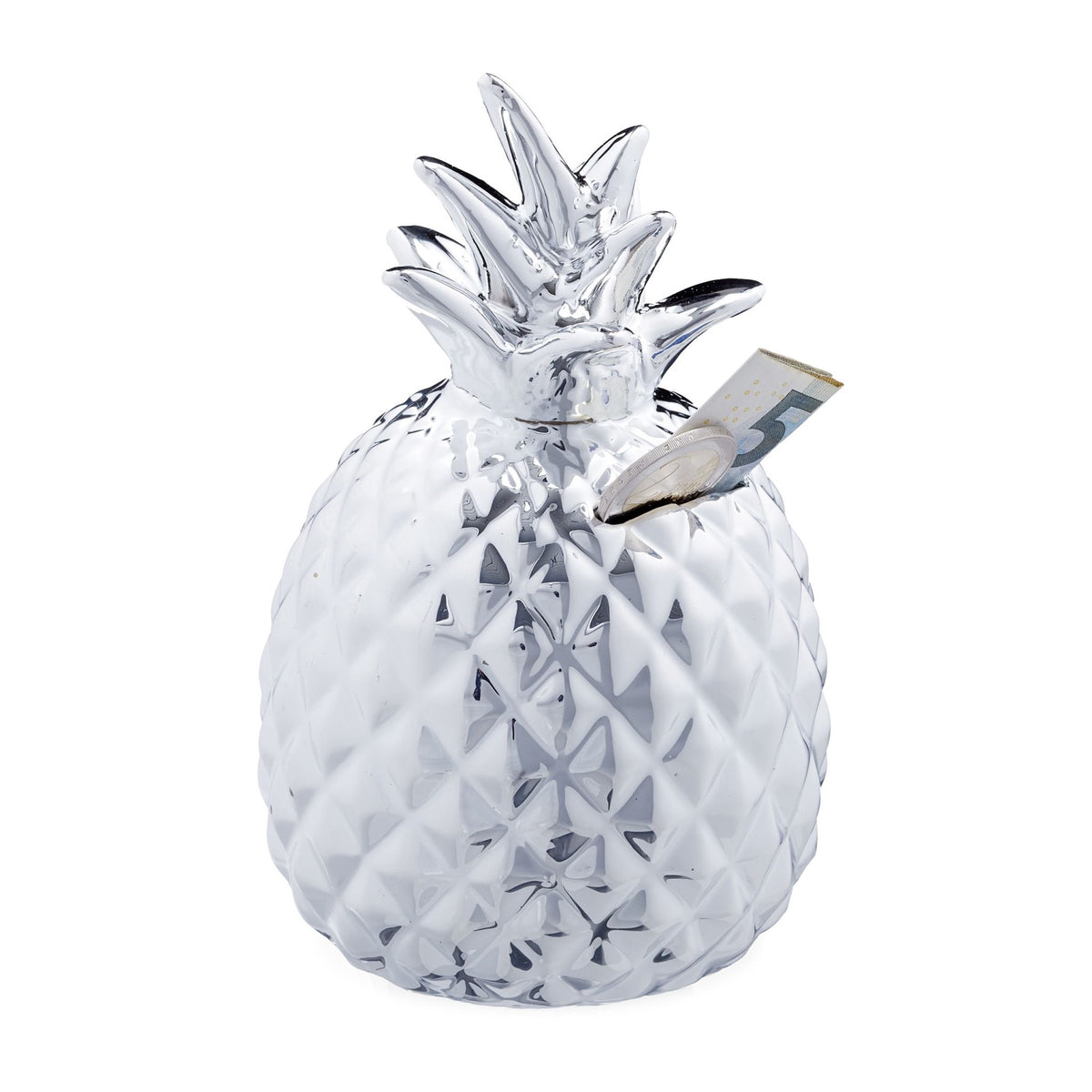 Piggy bank Pineapple in silver