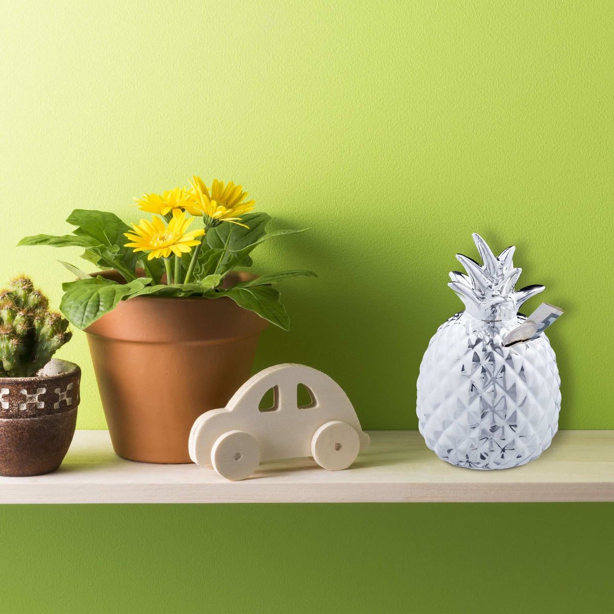 Piggy bank Pineapple in silver