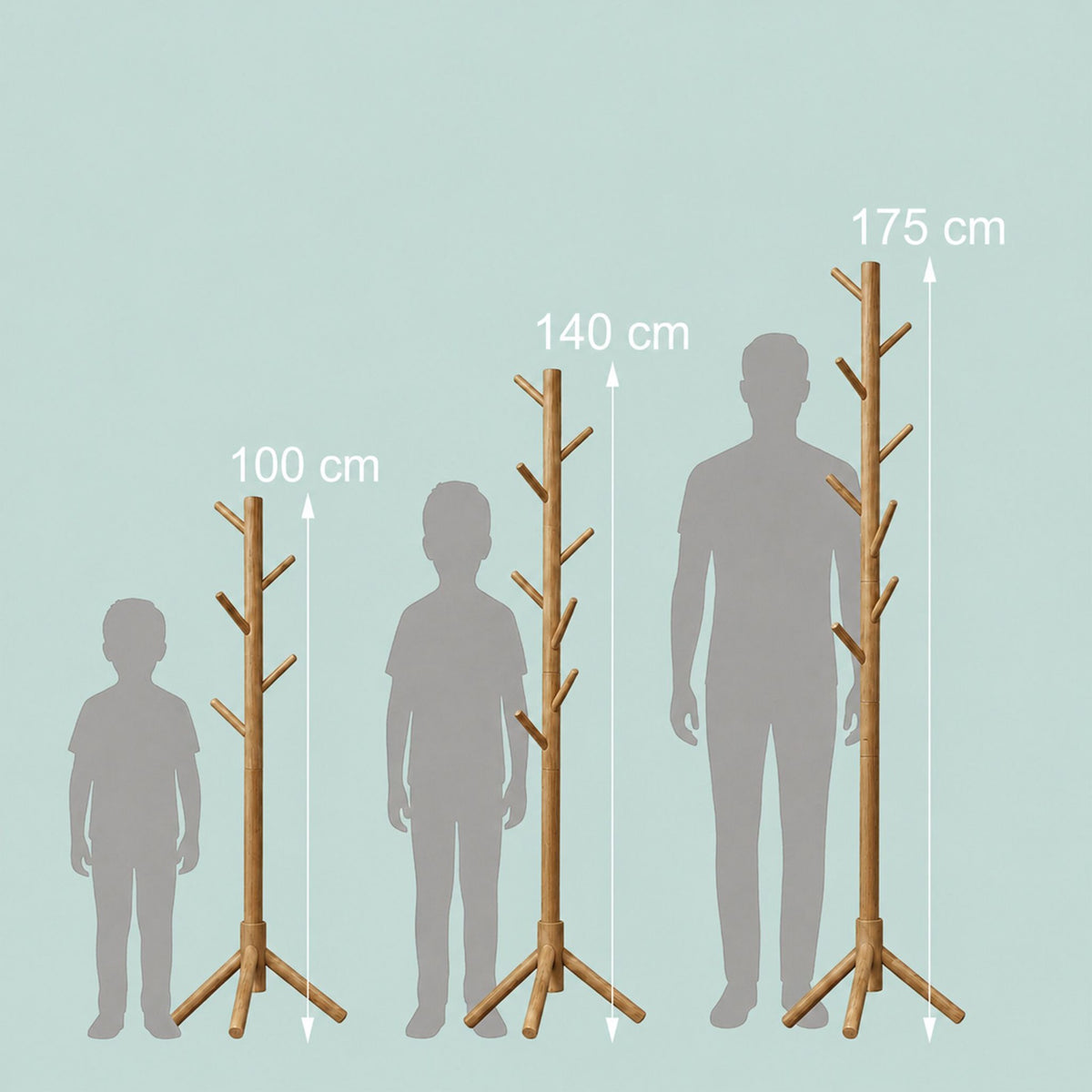 Pine Coat Stand with 8 Hooks – Adjustable Height