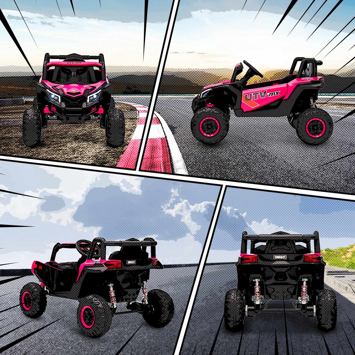 Pink 12V Kids Electric Car with Remote & LED Lights