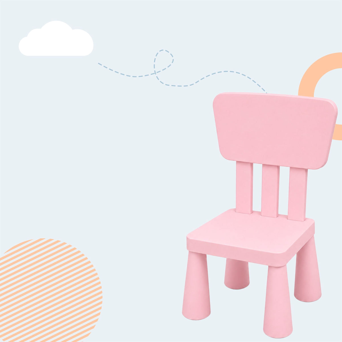 Pink 3-Piece Children's Table and Chair Set, Plastic