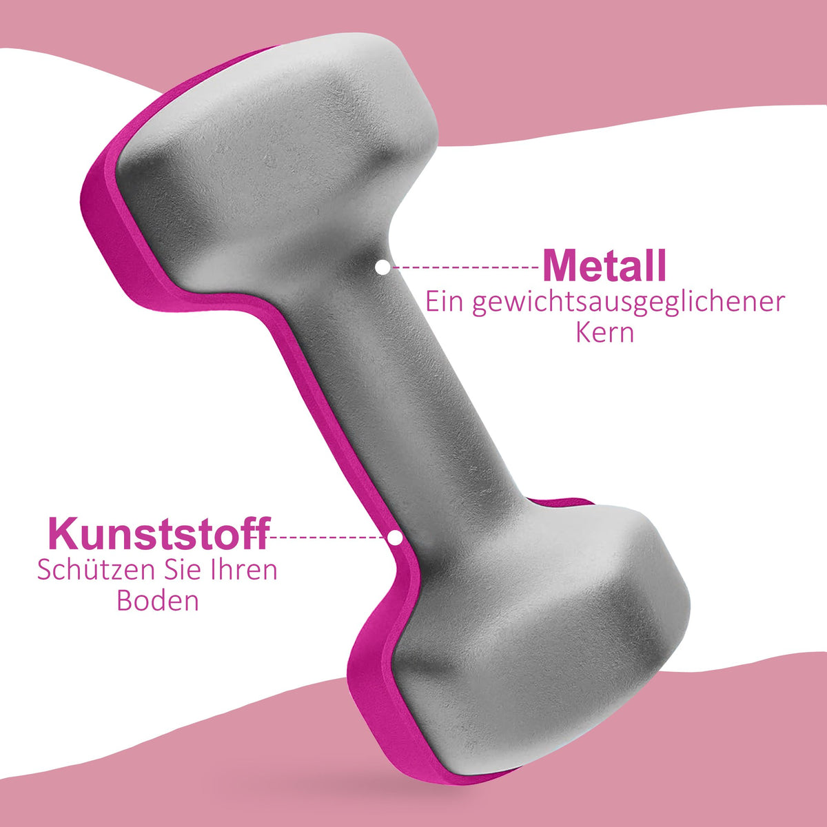 Pink Hex Dumbbell Set, 2 x 3 kg, Non-Slip, Floor Safe