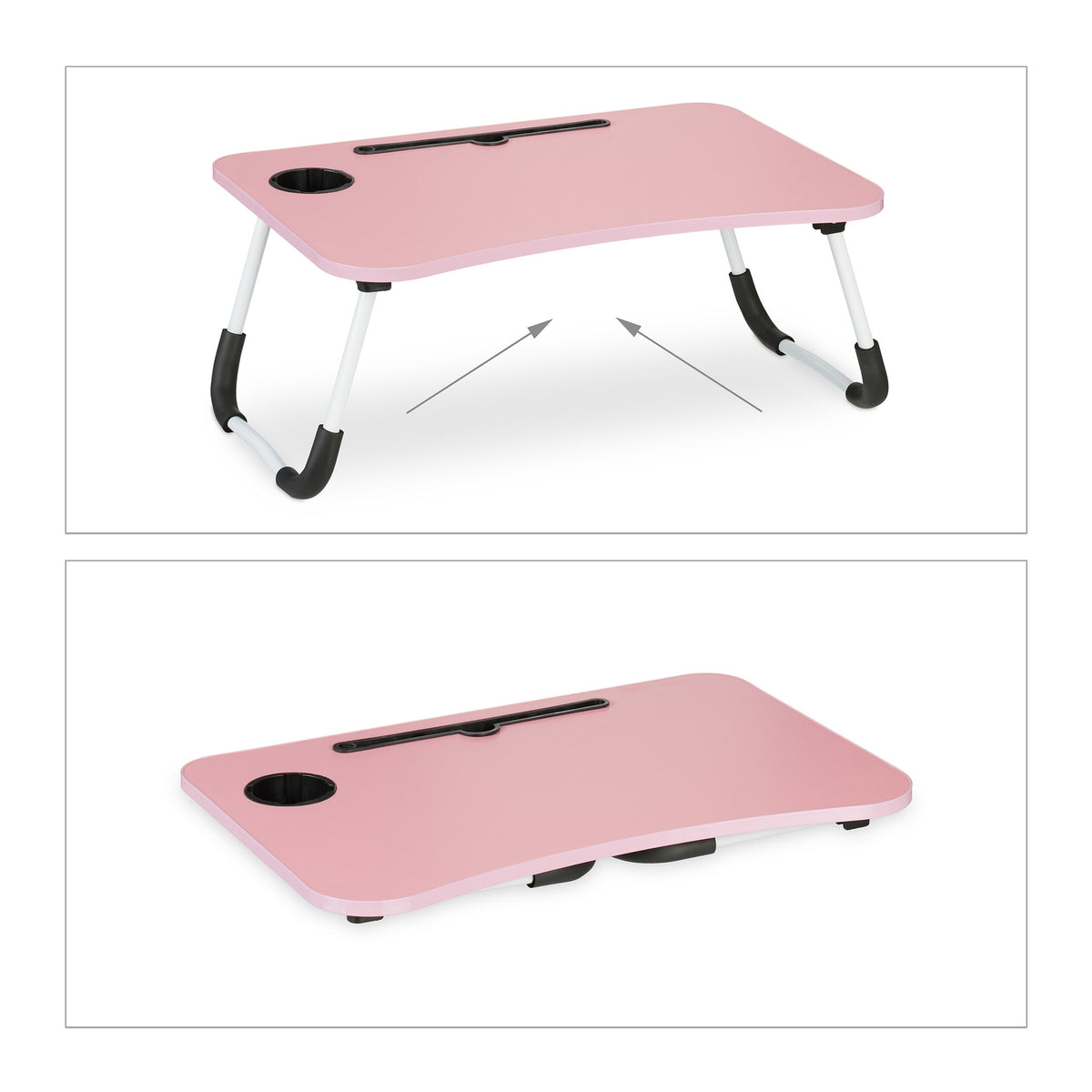 Pink Lapdesk with Tablet & Cup Holder – Foldable Bed Tray