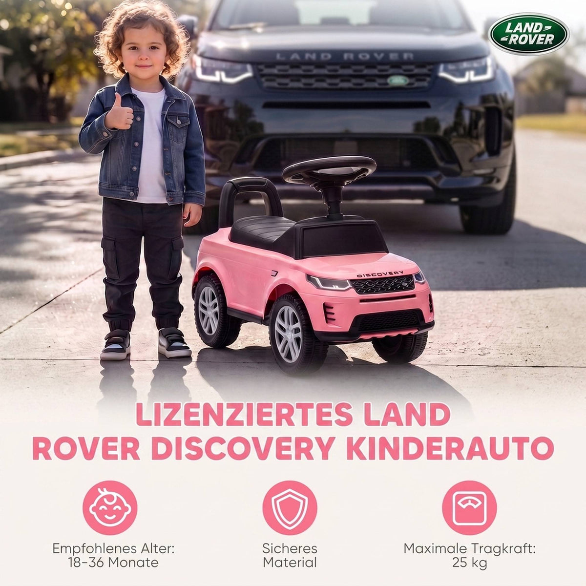 Pink Ride-On Car with Horn & Storage for Toddlers 18-36M