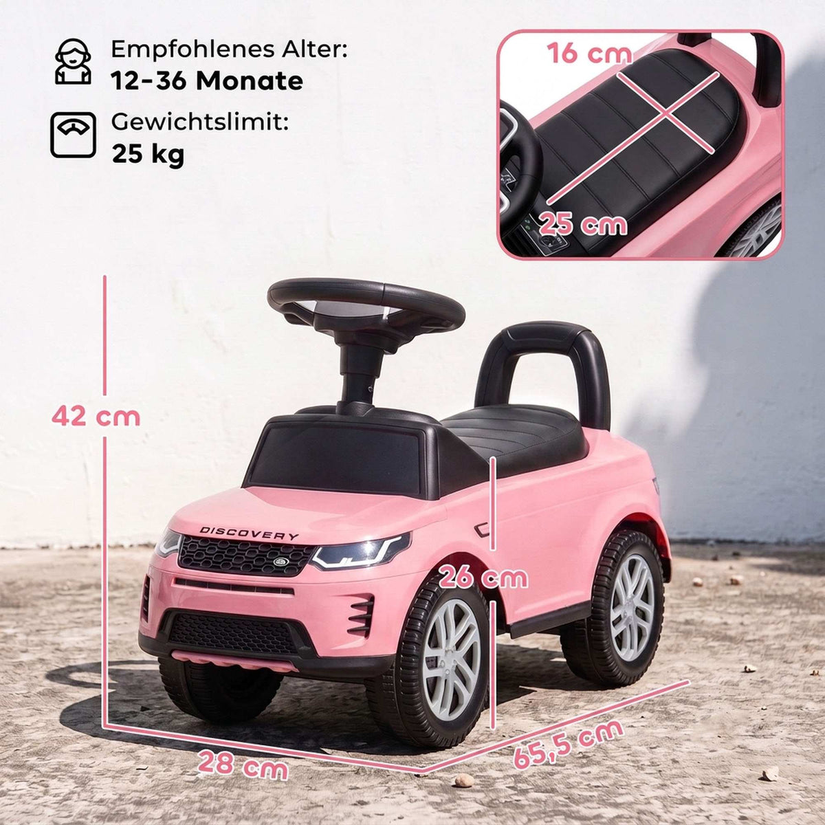 Pink Ride-On Car with Horn & Storage for Toddlers 18-36M