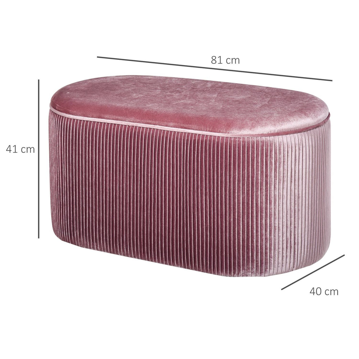 Pink Upholstered Bench With Storage Space In French Style, Velvet, Elegant, 81X40X41Cm
