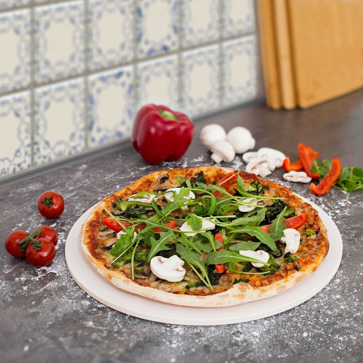 Pizza stone round in cordierite