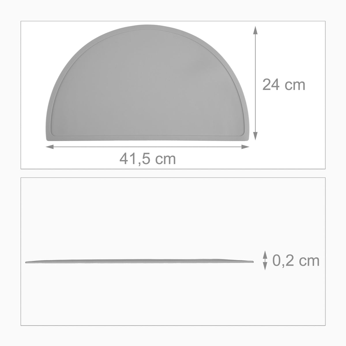 Placemat for children in a semi-circular shape