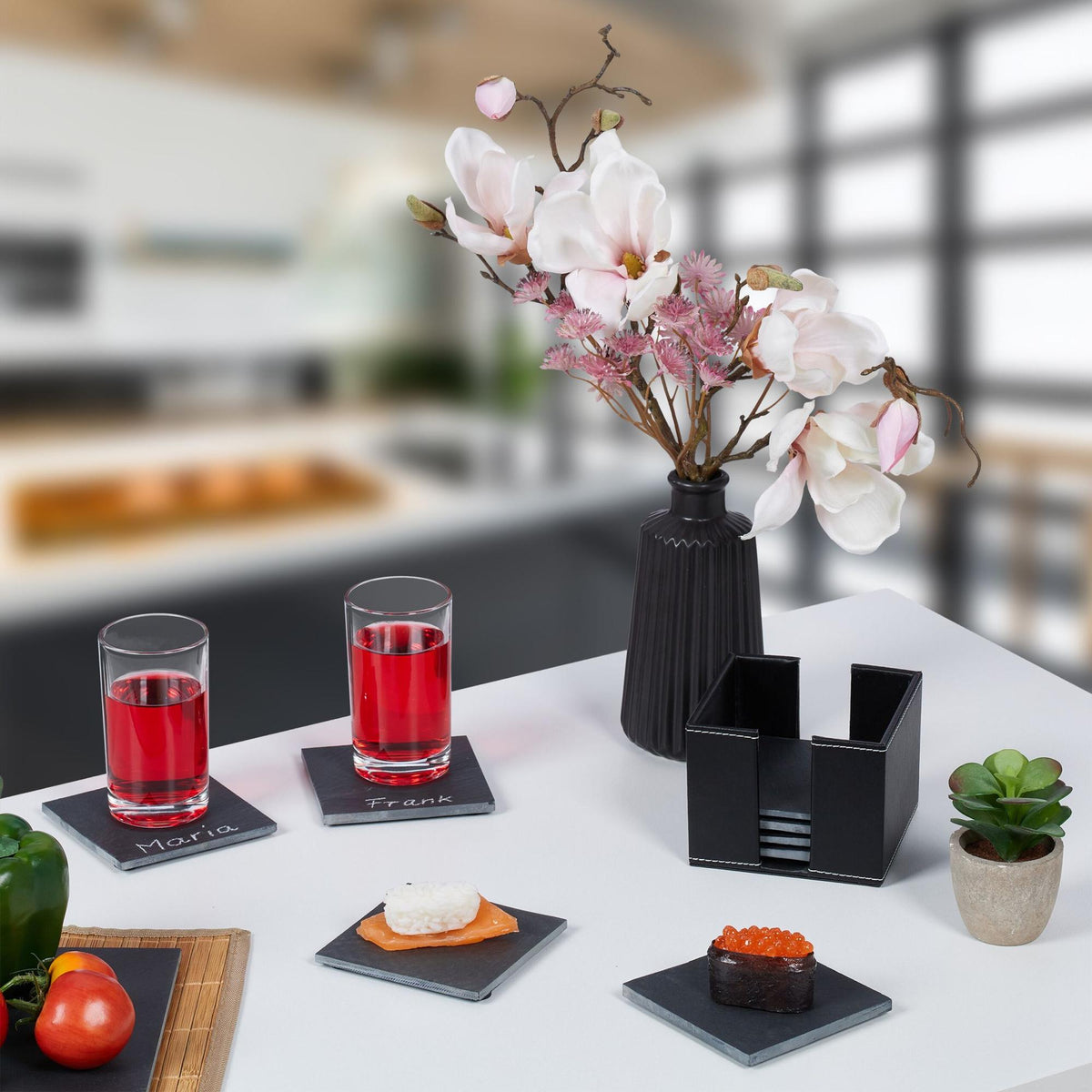 Placemats made of slate, 8 pcs., with box