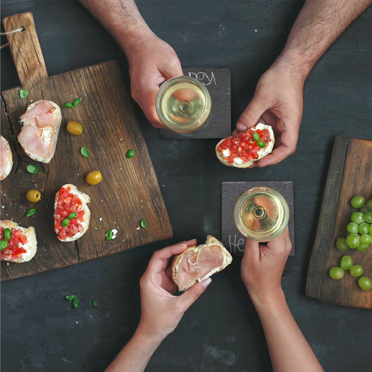 Placemats made of slate, 8 pcs., with box
