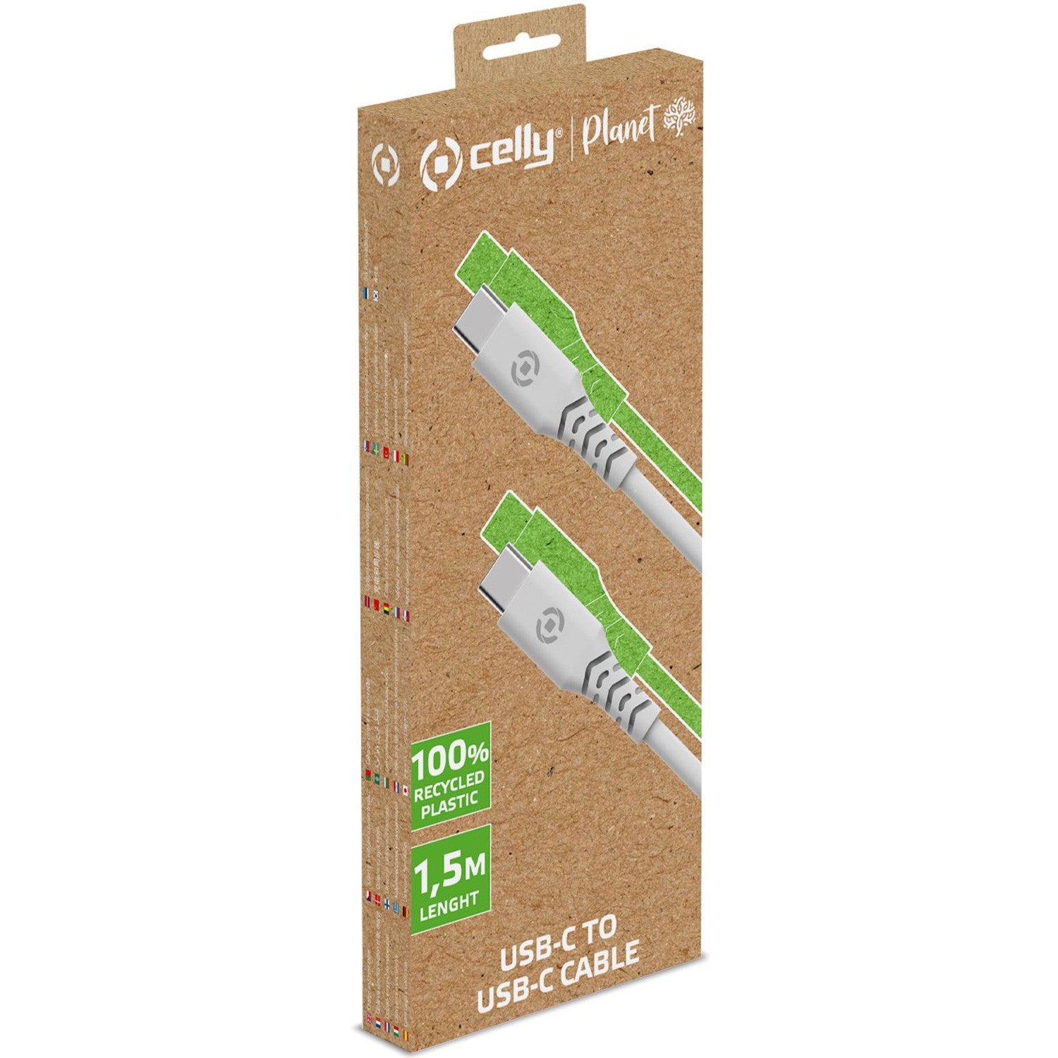 Planet USB-C - USB-C cable 1.5m made of 100% recycled plastic White