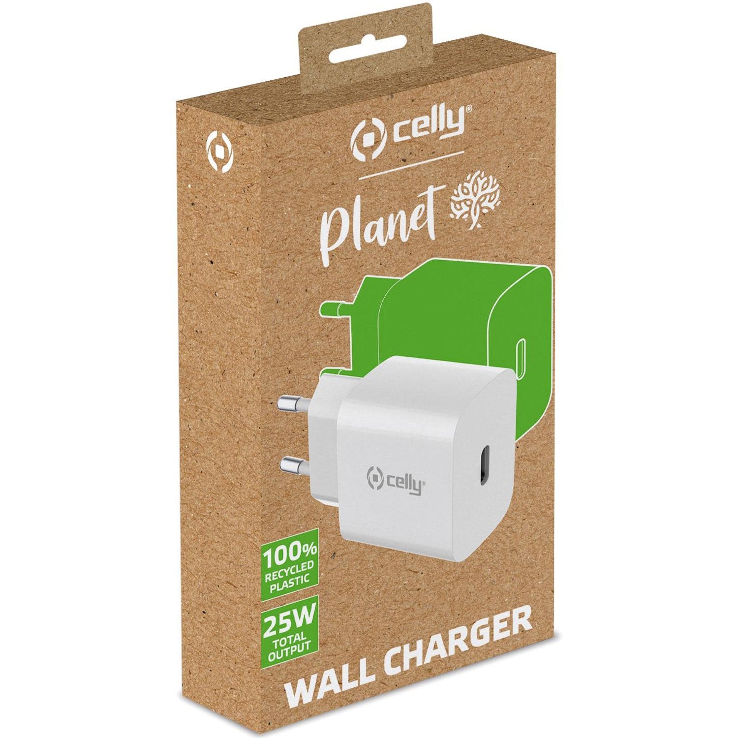 Planet USB charger USB-C 25W made of 100% recycled plastic White