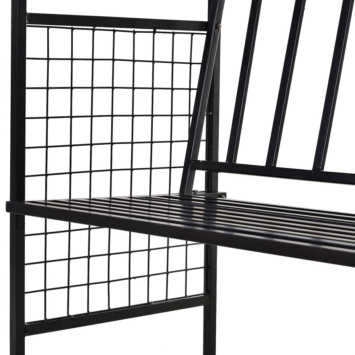 Plant Arch With Bench Bench Arch Trellis Garden Arch Roof Metal Black 154 X 60 X 205 Cm