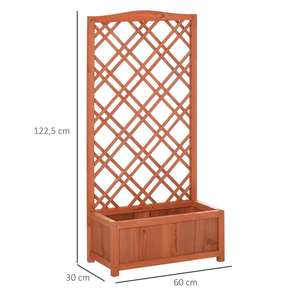 Plant Box Flower Stand With Trellis, Wood, Yellow, 60X30X122.5Cm