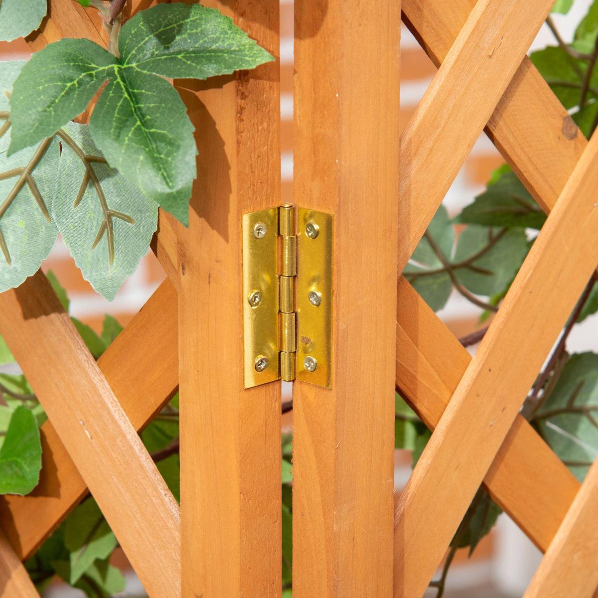 Plant Box With Trellis Flower Box For Garden, Patio, Balcony, Natural Wood, Brown, 32X32X108Cm