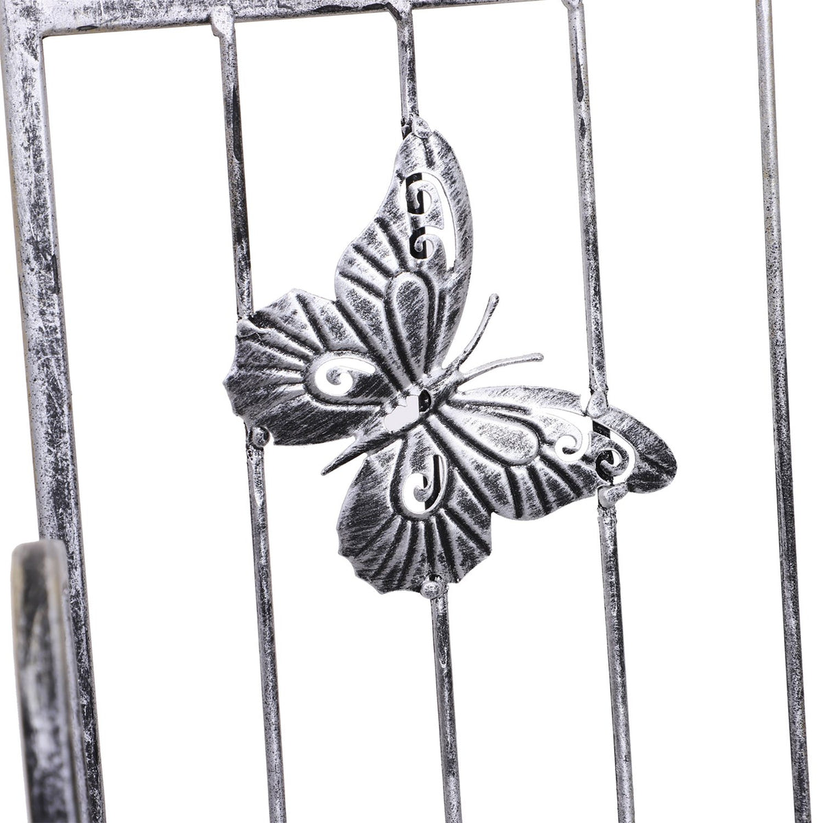 Plant Rack Metal Flower Stand With 3 Levels, Flower Stairs For Garden, Silver Gray, 44X25X96Cm