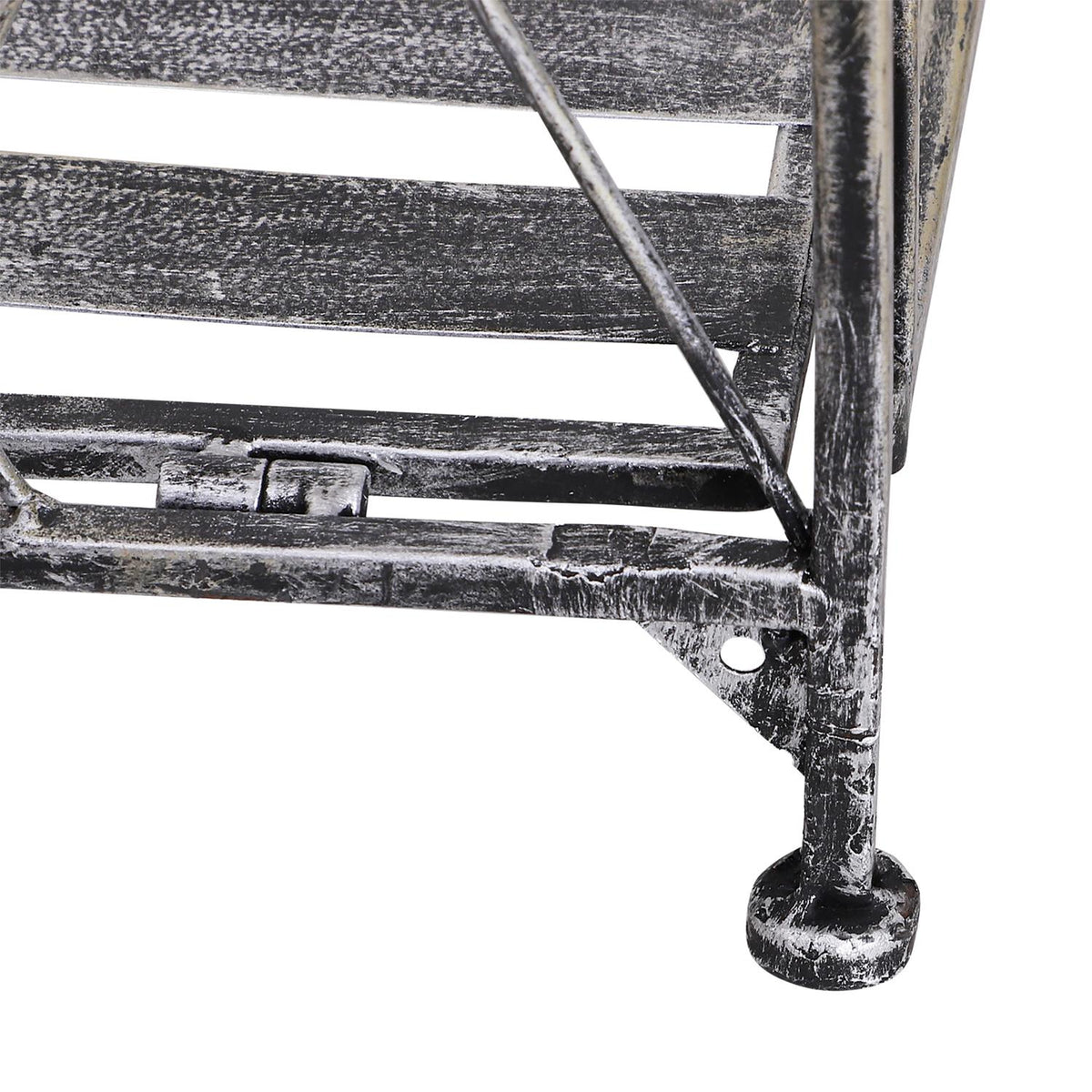 Plant Rack Metal Flower Stand With 3 Levels, Flower Stairs For Garden, Silver Gray, 44X25X96Cm