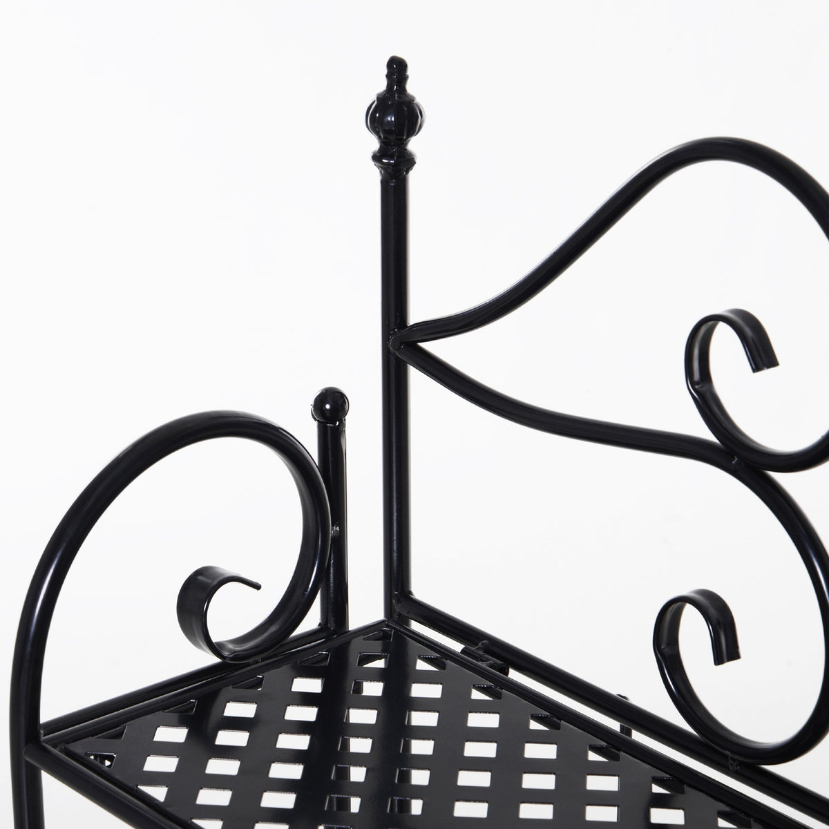 Plant Shelf Flower Stairs With 3 Shelves, Metal, Black, 56X30X114Cm