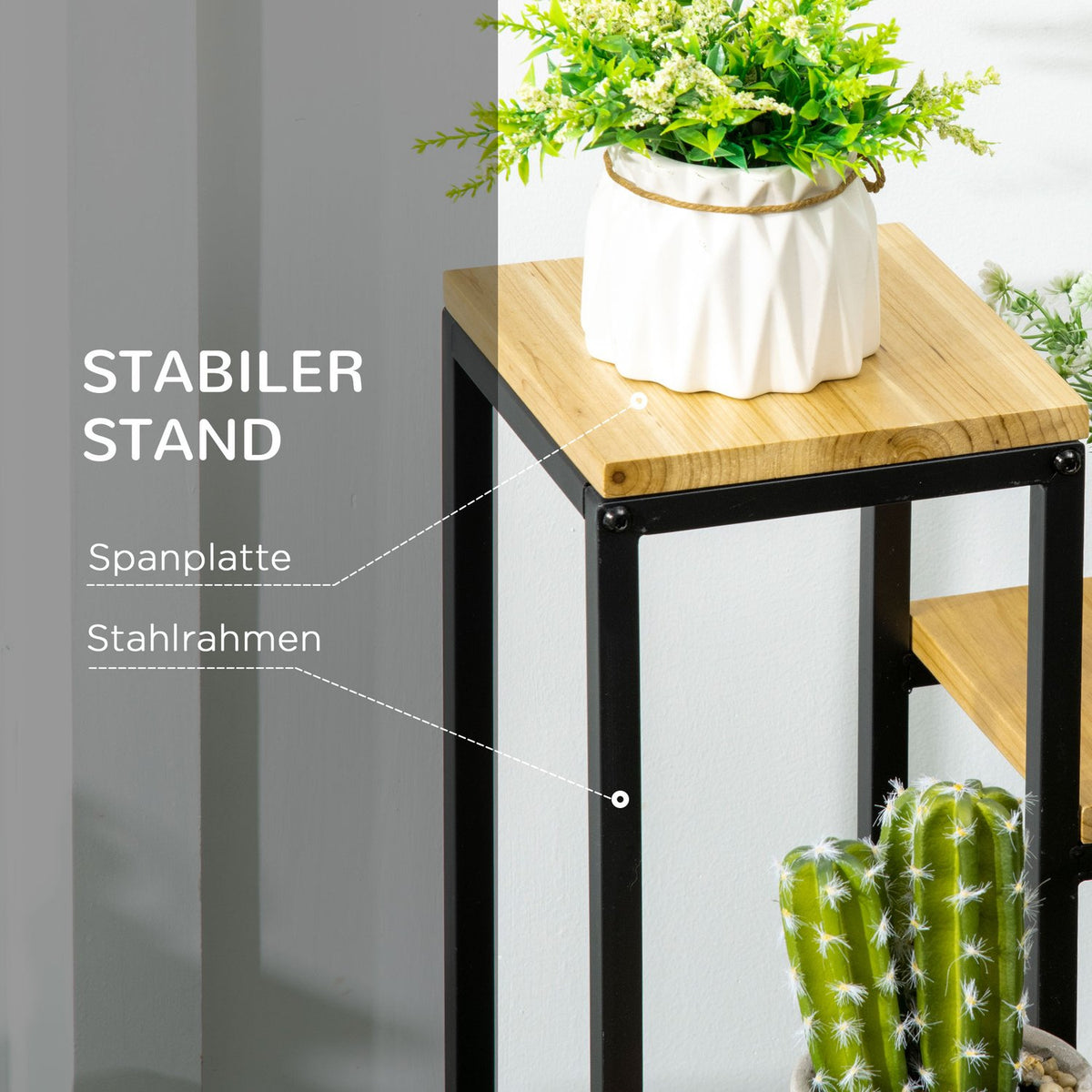 Plant Shelf, Flower Stairs With 4 Tiers, Multi-Tier Plant Stand, Plant Stand For Garden, Balcony, Wood, Natural, 34 X 34 X 66Cm