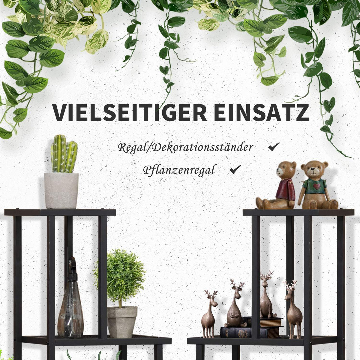 Plant Shelf With 4 Tiers Multi-Tier Flower Shelf Plant Stand For Garden Balcony Metal Black 91X25X83Cm