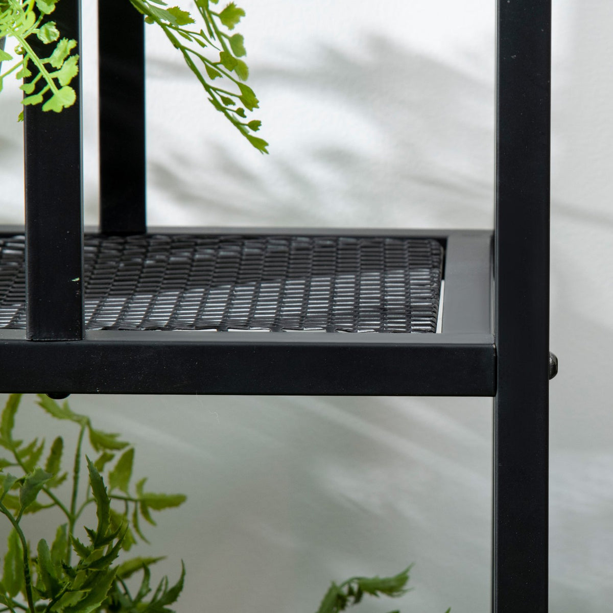 Plant Shelf With 4 Tiers Multi-Tier Flower Shelf Plant Stand For Garden Balcony Metal Black 91X25X83Cm