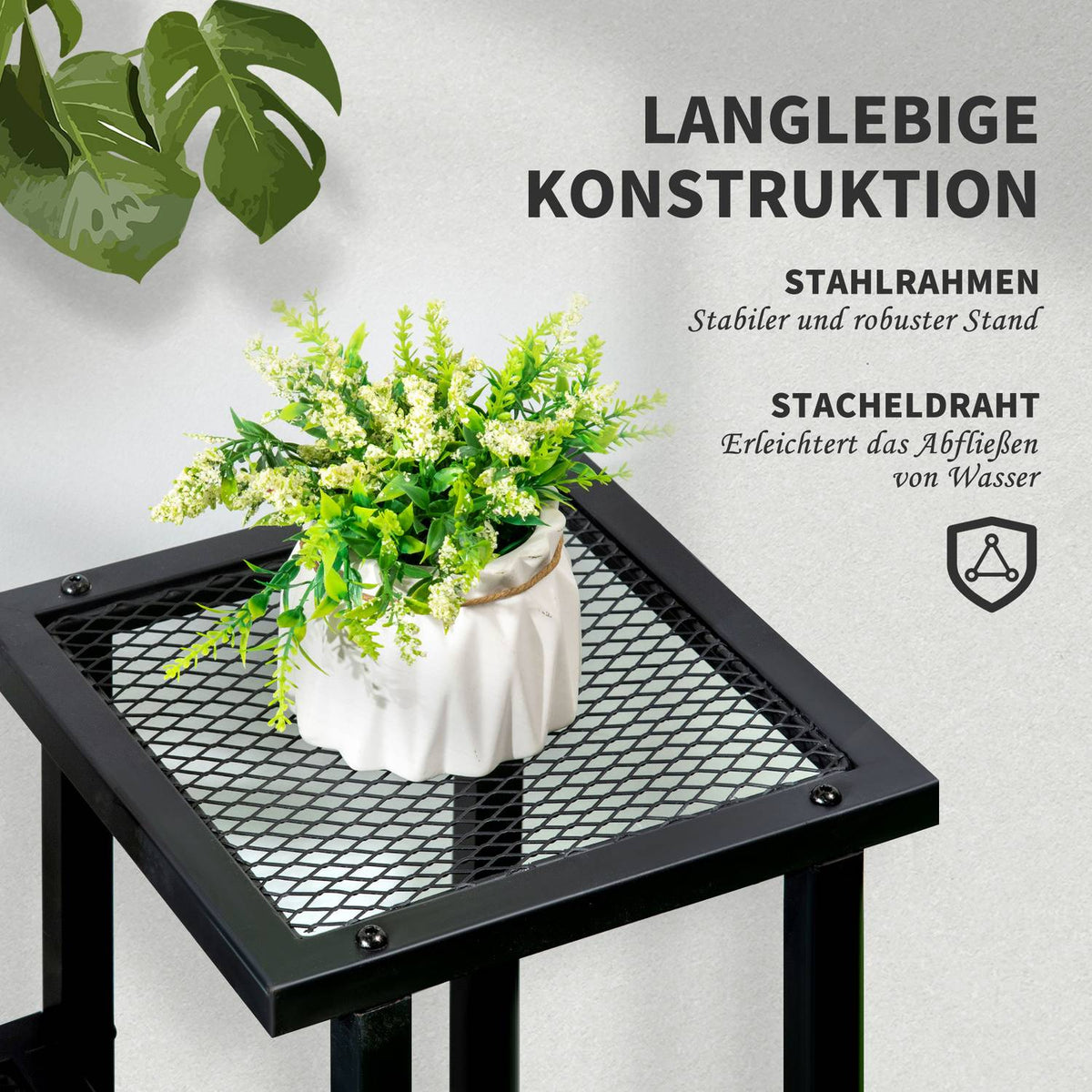Plant Shelf With 4 Tiers Multi-Tier Flower Shelf Plant Stand For Garden Balcony Metal Black 91X25X83Cm