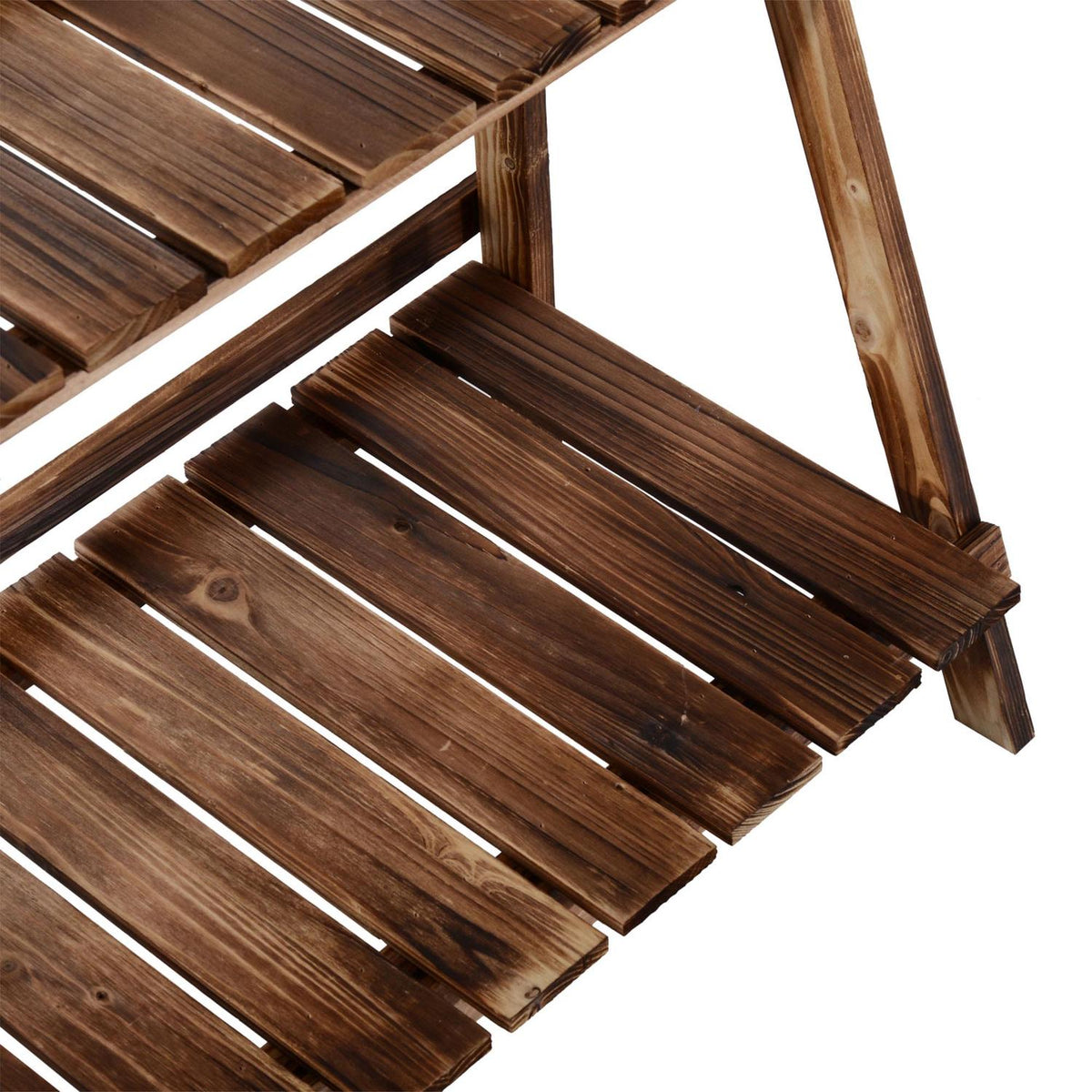 Plant Stairs Flower Bench Made Of Fir Wood, 3 Steps, Dark Brown, 100X37X93Cm, For Garden & Balcony