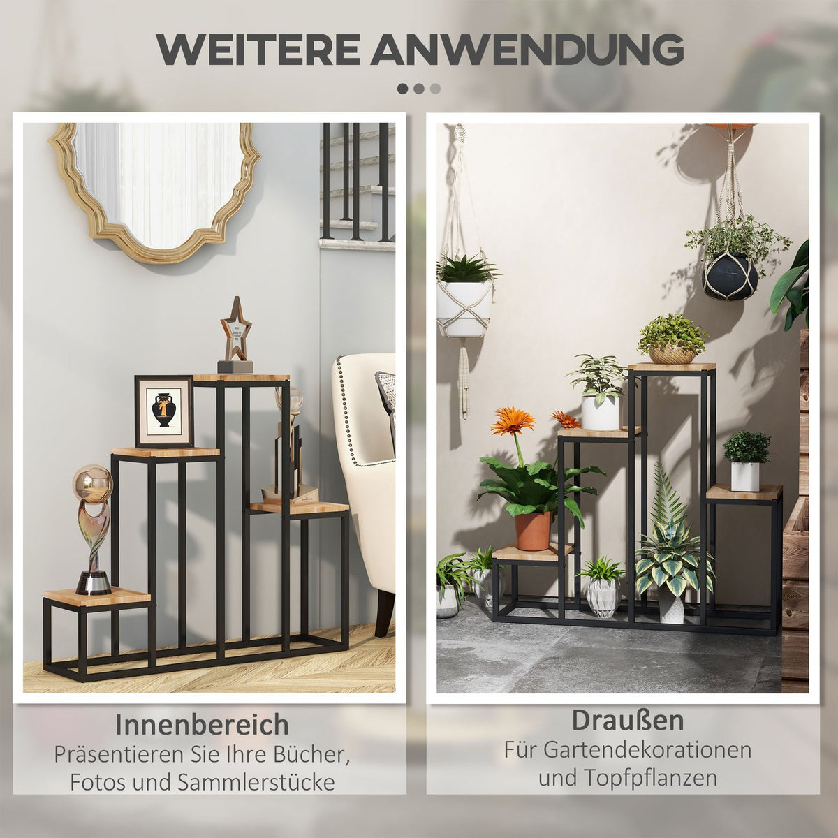 Plant Stand, Flower Shelf With 4 Tiers, Plant Shelf Plant Stairs, Flower Stand For Balcony, Garden, Light Brown, 80 X 20 X 74 Cm