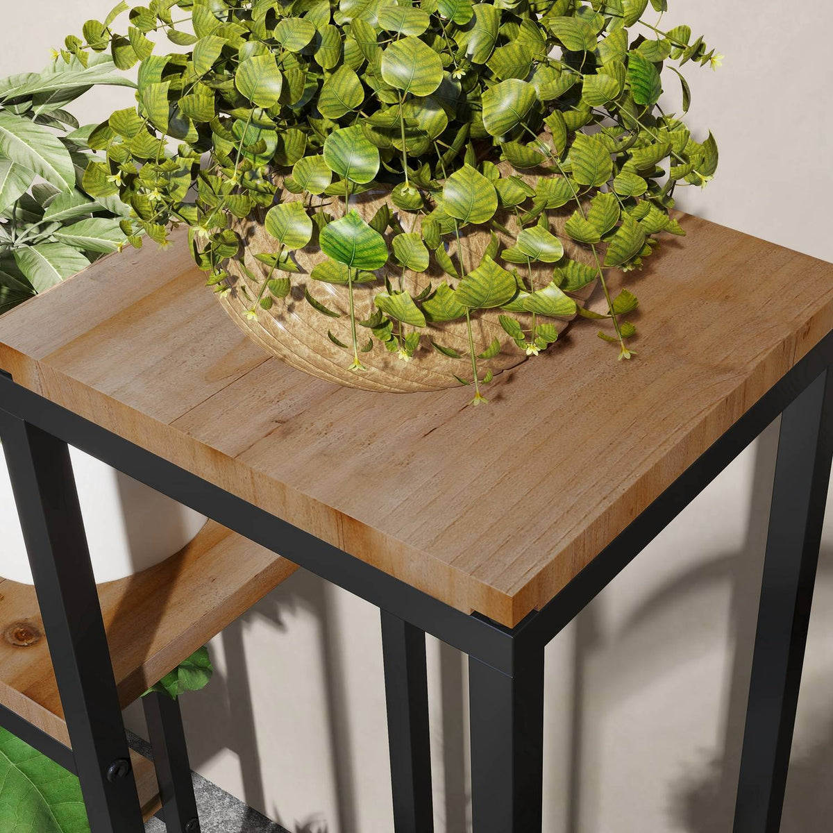Plant Stand, Flower Shelf With 4 Tiers, Plant Shelf Plant Stairs, Flower Stand For Balcony, Garden, Light Brown, 80 X 20 X 74 Cm