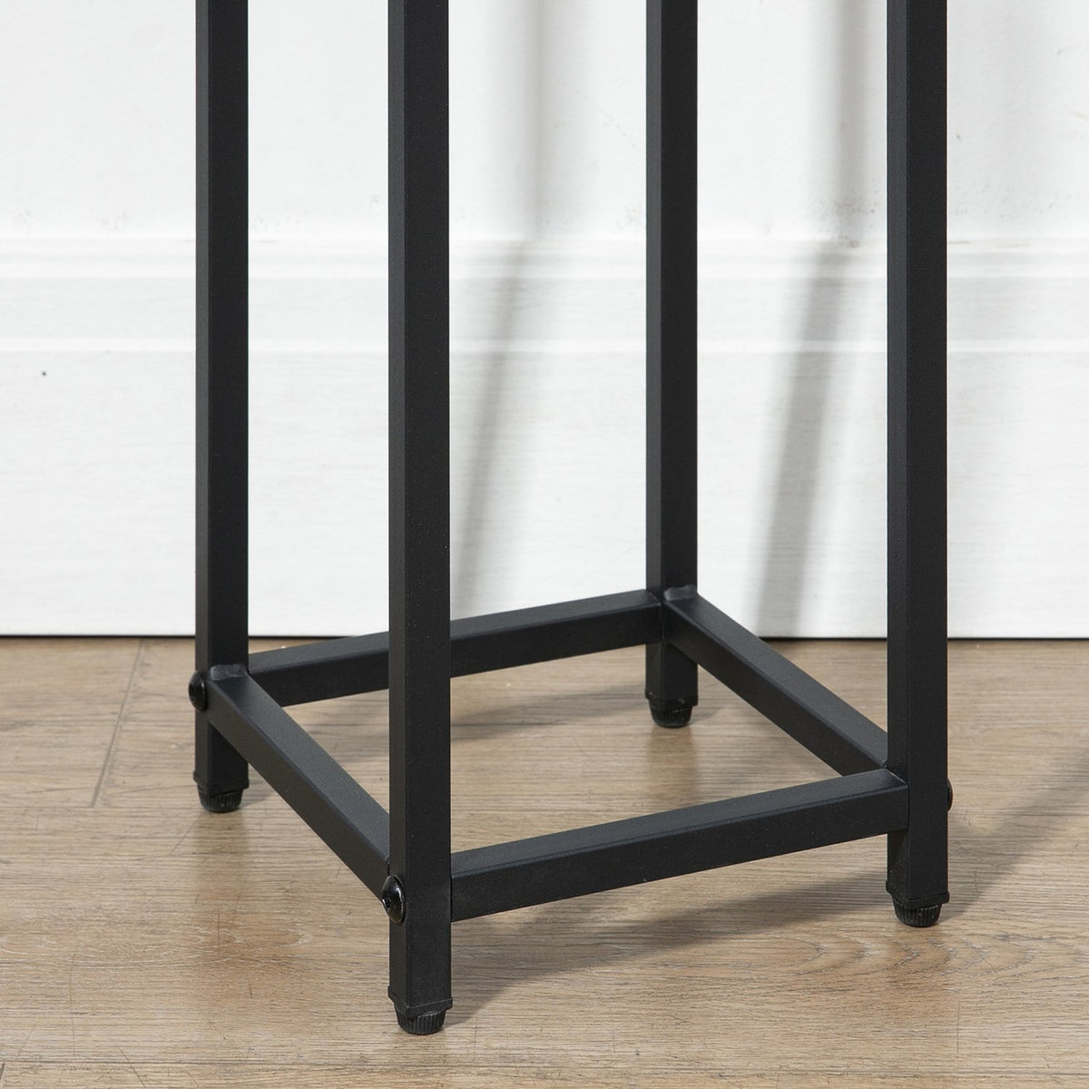 Plant Stand Set 3-Piece Flower Stool & Flower Pot Holder Made Of Steel, Black + Natural