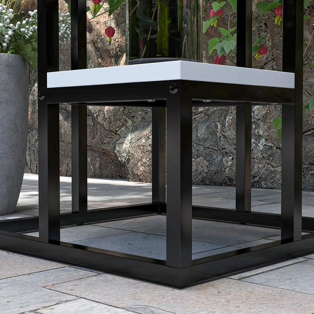 Plant Stand Steel Flower Shelf, 4 Levels, For Garden & Balcony, 34X34X70Cm, White
