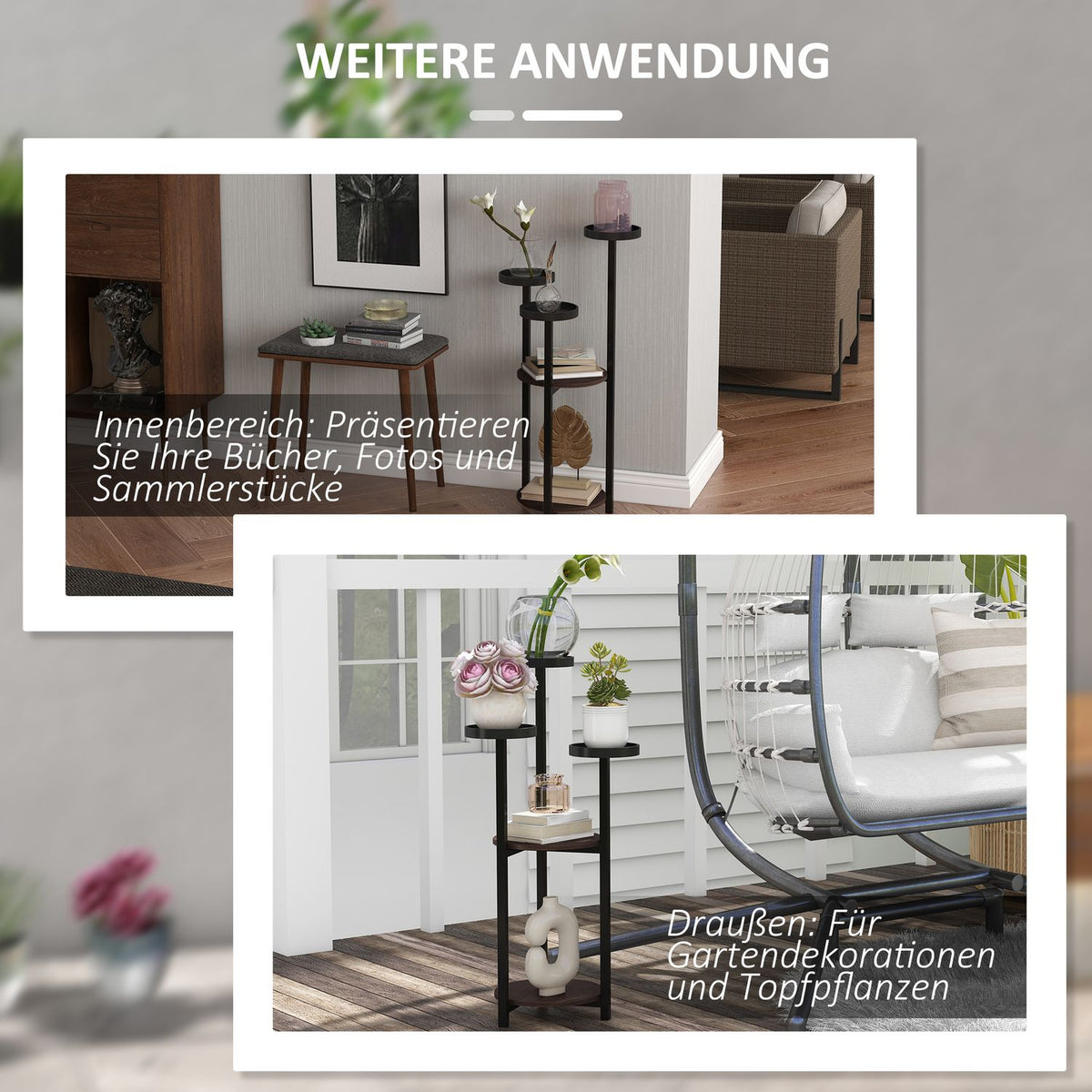 Plant Stand Wooden Flower Shelf, 5 Levels, For Garden & Balcony, 28X28X87Cm, Brown