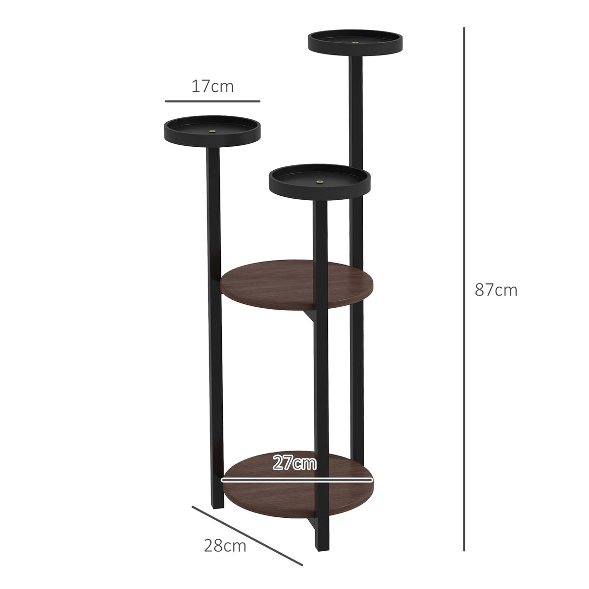 Plant Stand Wooden Flower Shelf, 5 Levels, For Garden & Balcony, 28X28X87Cm, Brown