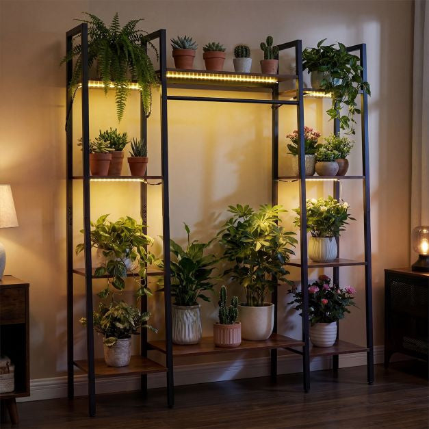 Plant Stand with LED Grow Light, 10 Shelves, Brown