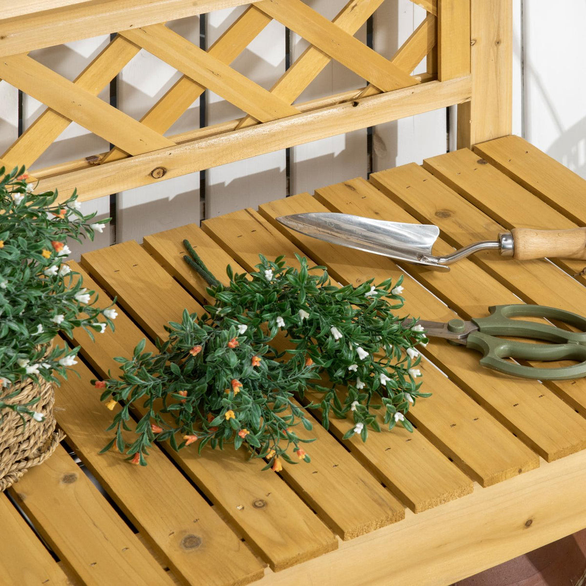 Plant Table Garden Table With Extendable Table Top & Stainless Steel Sink, 2 Storage Compartments, Solid Wood, Brown, 92X45X120Cm