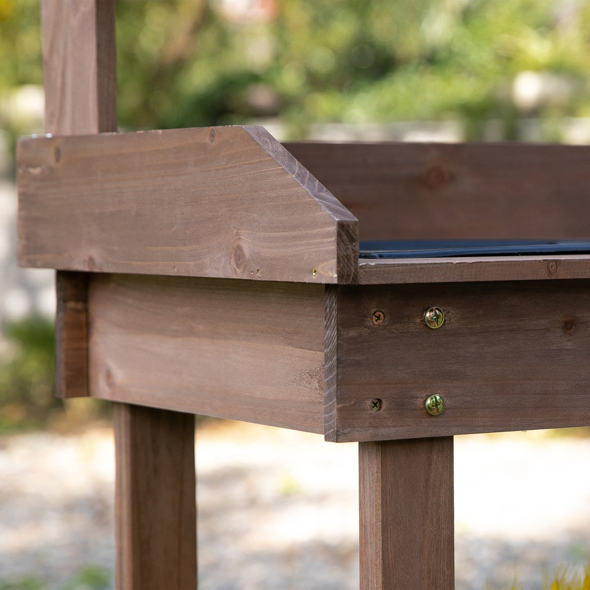 Plant Table With Drawer 2 Steps Gardening Table With Sink And Wheels Garden Fir Wood Brown 92 X 45 X 119 Cm