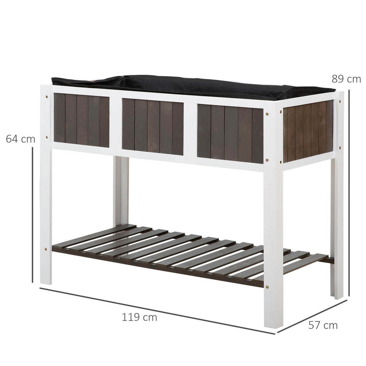 Plant Table Wooden Garden Work Table With Shelf, Ideal For Vegetables & Flowers, Fir Wood, 119X57X89Cm