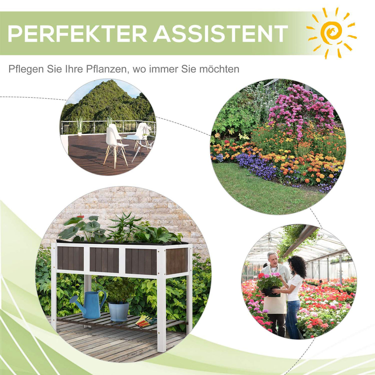 Plant Table Wooden Garden Work Table With Shelf, Ideal For Vegetables & Flowers, Fir Wood, 119X57X89Cm